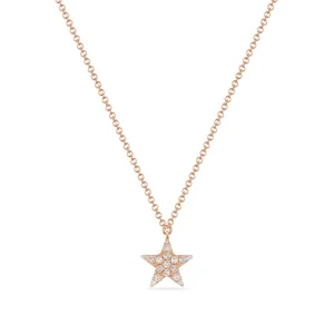 Halskette Stern mit Diamanten, 18 Karat Rosegold-LEAF Outlet