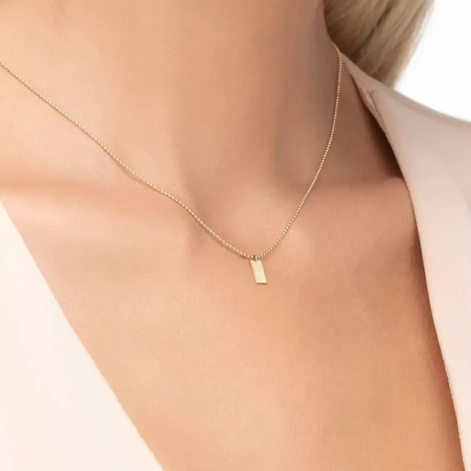 Halskette Tiny Dog Tag, 14 Karat Gelbgold-LEAF Hot