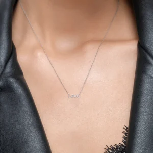 Halskette TINY LOVE mit Diamanten, 14 Karat Gelbgold-LEAF Fashion
