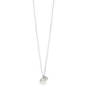 Halskette Two Drop, 925 Sterlingsilber, Perle/Bergkristall-LEAF Best