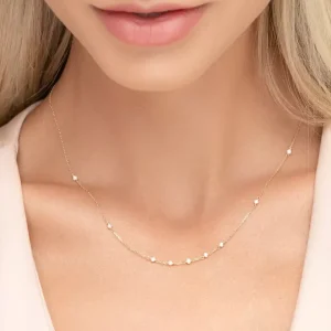 Halskette White Pearls, 14 Karat Gelbgold-LEAF Fashion