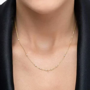 Halskette White Pearls, 14 Karat Gelbgold-LEAF Fashion