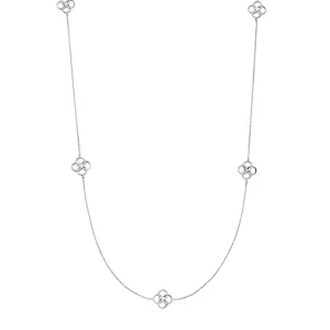 Lange Halskette Clover Charm, 925 Sterlingsilber-LEAF New