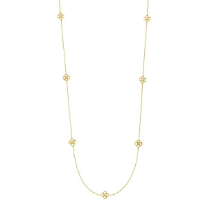 Lange Halskette Clover Charm, 18 Karat Gelbgold vergoldet-LEAF Sale