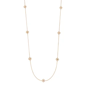 Lange Halskette Clover Charm, 18 Karat Rosegold vergoldet-LEAF Online