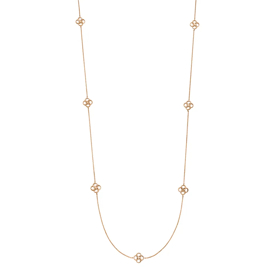 lange_halskette_clover_ch_1-2.webp Lange Halskette Clover Charm, 18 Karat Rosegold vergoldet-LEAF Online