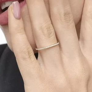 Memoryring mit Diamanten, 18 Karat Gelbgold-LEAF Hot