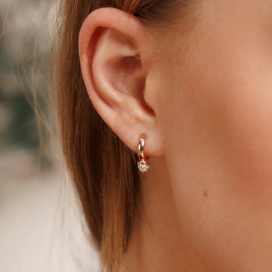 mini_creole_single_stud___2-2.webp Mini Creole Single Stud, 18 K Rosegold vergoldet-LEAF Outlet