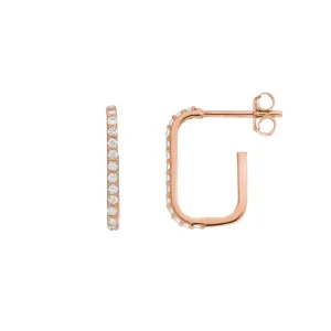 Mini Creole Square mit Zirkonia, 18 K Rosegold vergoldet-LEAF Sale