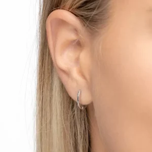 Mini Klappcreolen, 12mm, 14 Karat Weißgold-LEAF New