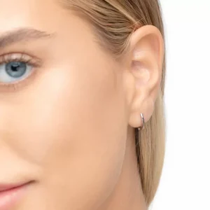 Mini Klappcreolen, 12mm, 14 Karat Weißgold-LEAF New