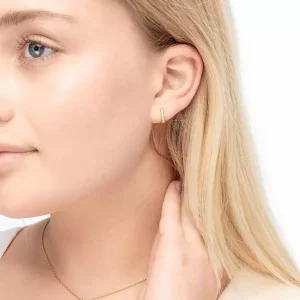 Mini-Klappcreolen mit Zirkonia, 18 K Gelbgold vergoldet-LEAF Online