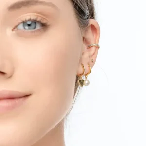 Mini-Klappcreolen mit Zirkonia, 18 K Gelbgold vergoldet-LEAF Online