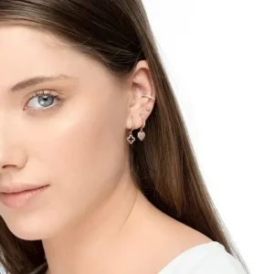 Mini-Klappcreolen mit Zirkonia, 18 K Rosegold vergoldet-LEAF Fashion