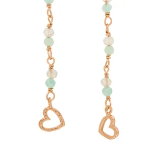 Ohrhänger Amazonit, 18 K Rosegold vergoldet-LEAF Hot