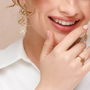 Ohrhänger Clover Charm, 18 K Gelbgold vergoldet-LEAF Clearance