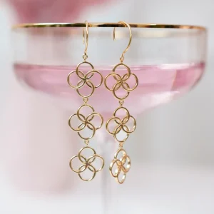 Ohrhänger Clover Charm, 18 K Gelbgold vergoldet-LEAF Clearance