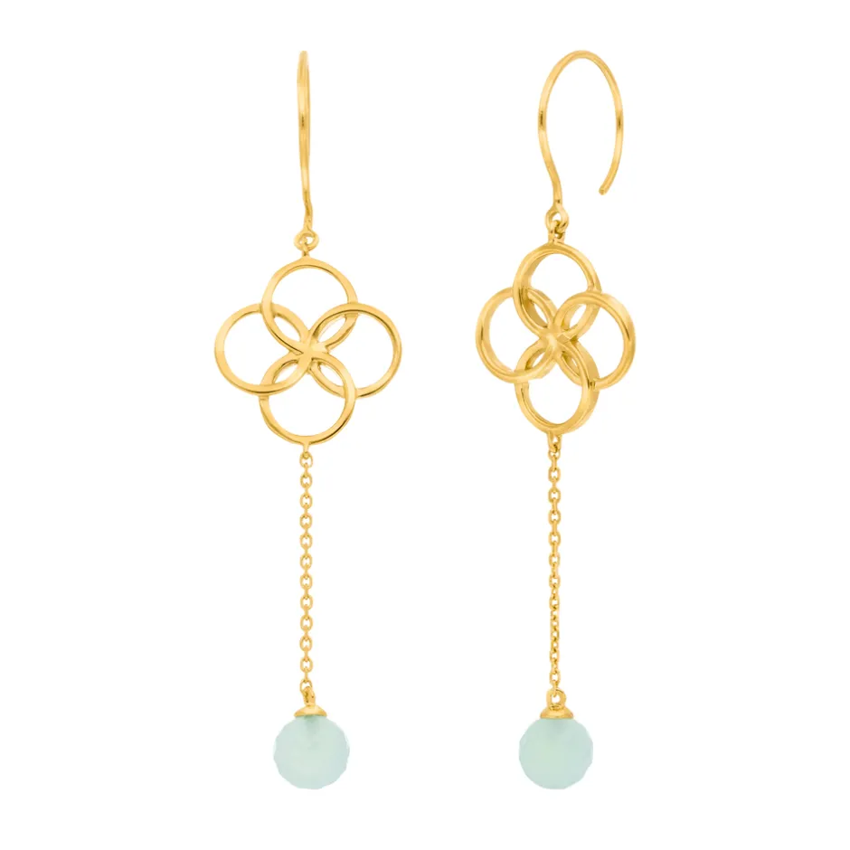 ohrhnger_clover_charm_aqu_0-1.webp Ohrhänger Clover Charm, Aqua Chalzedon, 18 K Gelbgold vergoldet-LEAF Discount