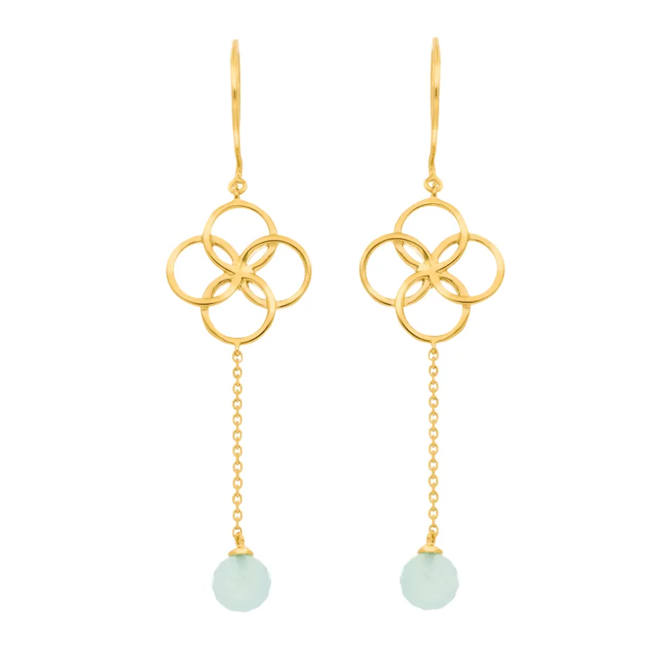 ohrhnger_clover_charm_aqu_1-1.webp Ohrhänger Clover Charm, Aqua Chalzedon, 18 K Gelbgold vergoldet-LEAF Discount