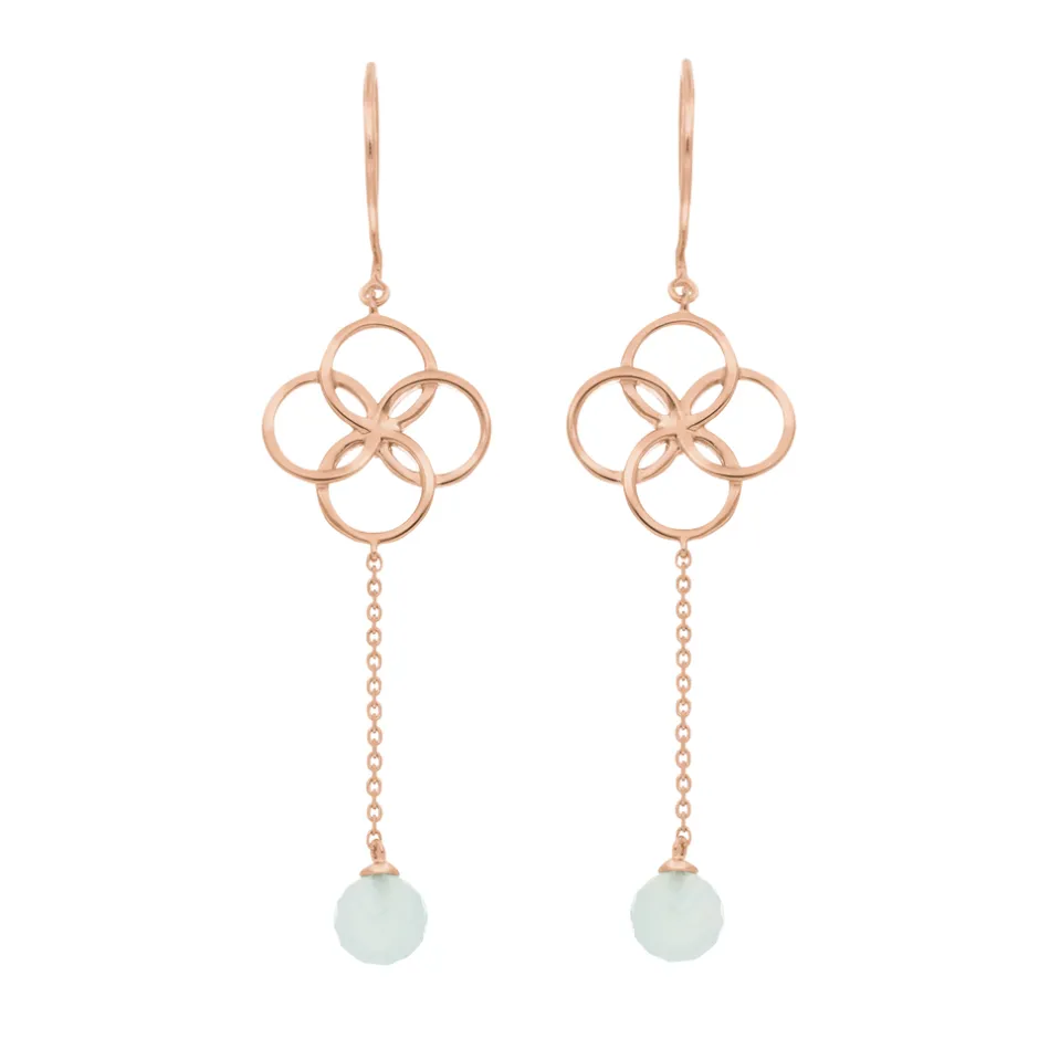 ohrhnger_clover_charm_aqu_1-2.webp Ohrhänger Clover Charm, Aqua Chalzedon, 18 K Rosegold vergoldet-LEAF Hot