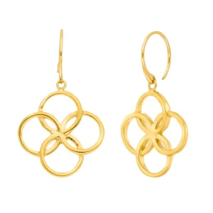 Ohrhänger Clover Charm Duo, 18 K Gelbgold vergoldet-LEAF Hot