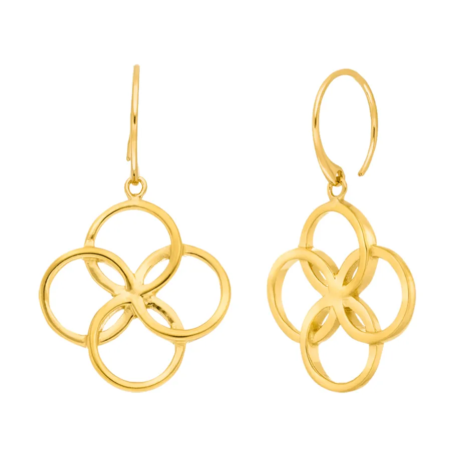 ohrhnger_clover_charm_duo_0-1.webp Ohrhänger Clover Charm Duo, 18 K Gelbgold vergoldet-LEAF Hot