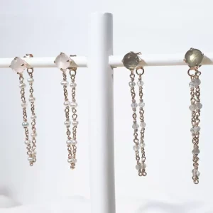 Ohrhänger Flying Gem, Labradorit, 18 K Rosegold vergoldet-LEAF Hot