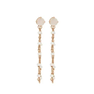 Ohrhänger Flying Gem, Perle/Rosenquarz, 18 K Rosegold vergoldet-LEAF Discount