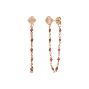 Ohrhänger Flying Gems, Rosenquarz, 18 K Rosegold vergoldet-LEAF Sale