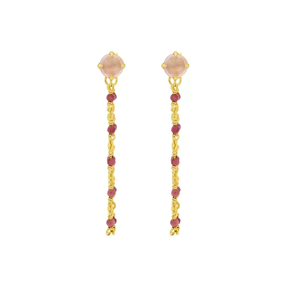 ohrhnger_flying_gems_rose_1-1.webp Ohrhänger Flying Gems, Rosenquarz, 18 K Gelbgold vergoldet-LEAF Hot