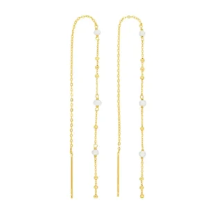 Ohrhänger Flying Pearls, 18 Karat Gelbgold vergoldet-LEAF Fashion