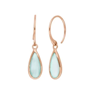 Ohrhänger Gem Drop, Aqua Chalzedon, 18 K Rosegold vergoldet-LEAF Best