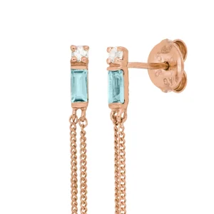 Ohrhänger Glamour, Blue/White Topas, 18 K Rosegold vergoldet-LEAF New