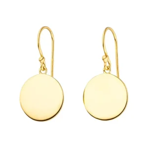 Ohrhänger Plättchen 1,4 cm poliert, 18 K Gelbgold vergoldet-LEAF Fashion