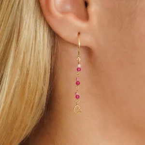 Ohrhänger Rubin, 18 K Gelbgold vergoldet-LEAF Fashion