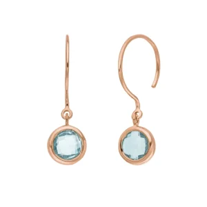Ohrhänger Solitär, Blauer Topaz, 18 K Rosegold vergoldet-LEAF Discount