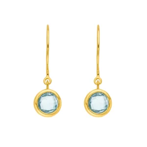 Ohrhänger Solitär, Blauer Topaz, 18 K Gelbgold vergoldet-LEAF Fashion