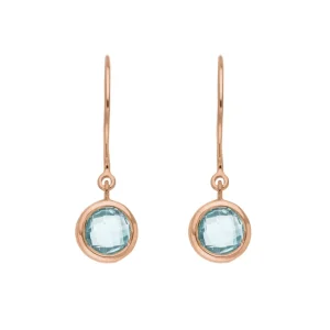 Ohrhänger Solitär, Blauer Topaz, 18 K Rosegold vergoldet-LEAF Discount