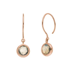 Ohrhänger Solitär, Labradorit, 18 K Rosegold vergoldet-LEAF Clearance