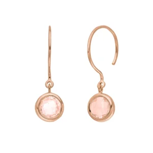 Ohrhänger Solitär, Rosenquarz, 18 K Rosegold vergoldet-LEAF Outlet
