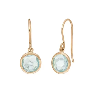 Ohrringe Blauer Topas, 14 Karat Rosegold-LEAF New