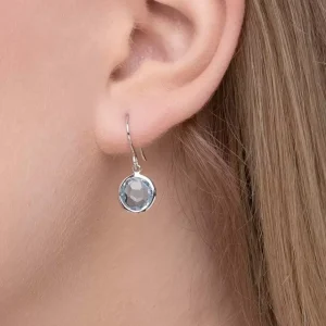 Ohrringe Blauer Topas, 14 Karat Weißgold-LEAF Discount