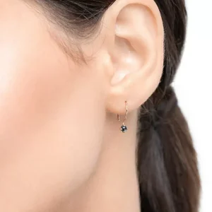 Ohrringe Cabochon, Blaue Topas, 14 Karat Rosegold-LEAF Outlet