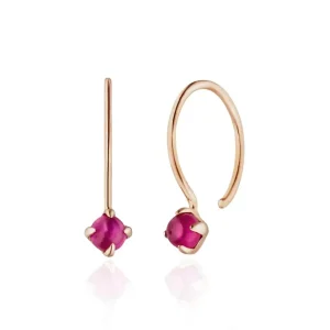 Ohrringe Cabochon, Rubin, 14 Karat Rosegold-LEAF Sale