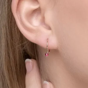 Ohrringe Cabochon, Rubin, 14 Karat Rosegold-LEAF Sale