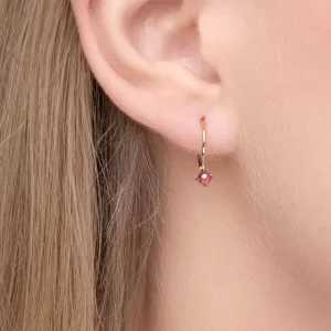 Ohrringe Cabochon, Rubin, 14 Karat Gelbgold-LEAF Clearance