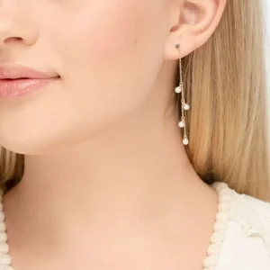 Ohrringe Perle Kette, 14 Karat Rosegold-LEAF Clearance