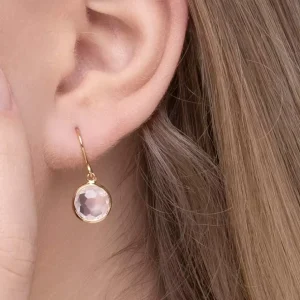 Ohrringe Rosenquarz, 14 Karat Gelbgold-LEAF Hot