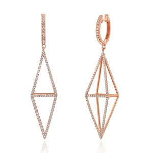 Ohrringe Trapez mit Diamanten, 18 Karat Rosegold-LEAF Best