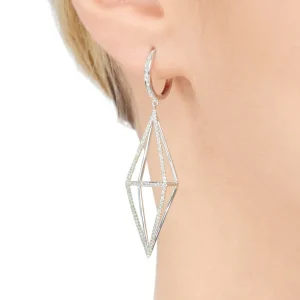 Ohrringe Trapez mit Diamanten, 18 Karat Weißgold-LEAF Clearance